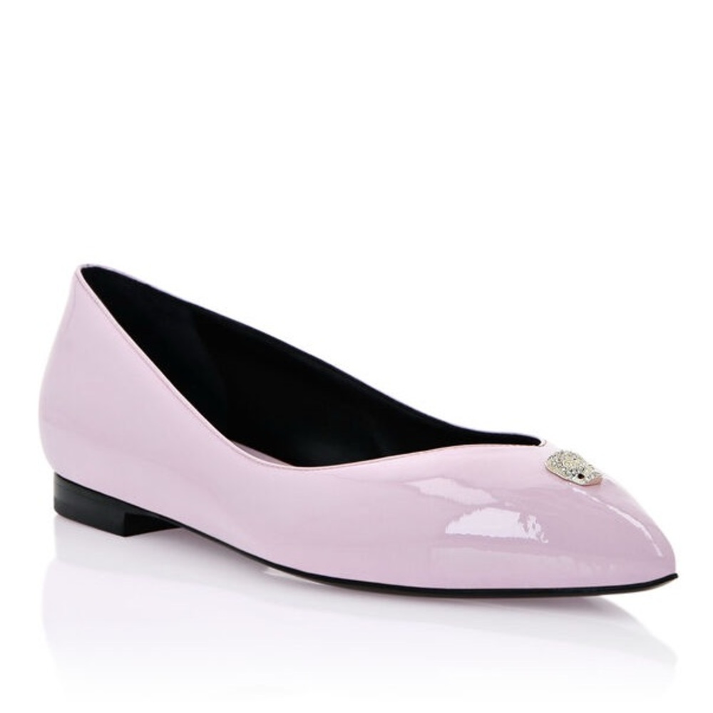 Philipp Plein Skull Pink Patent Ballet Flats